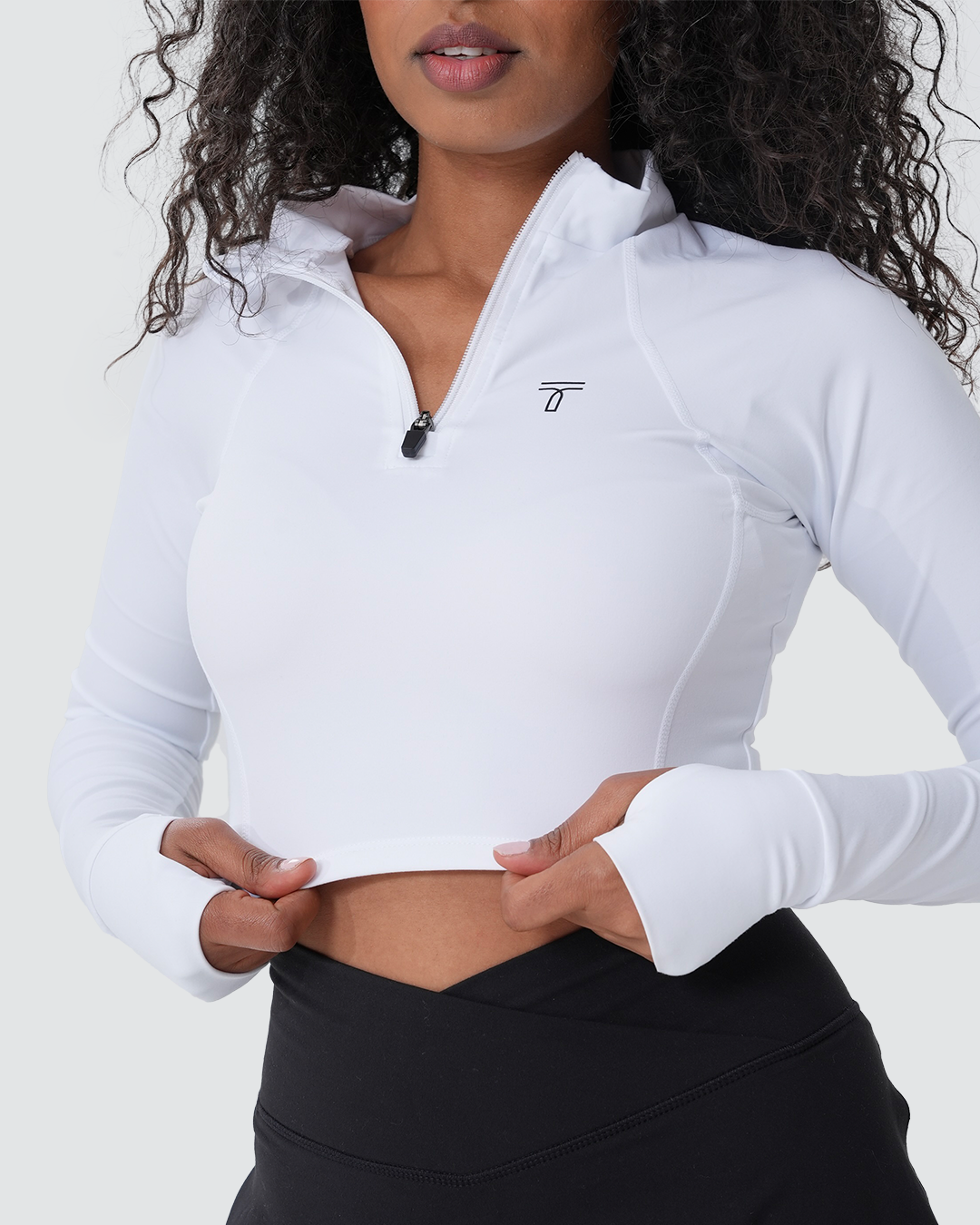 Half-Zip Long Sleeve Crop Top