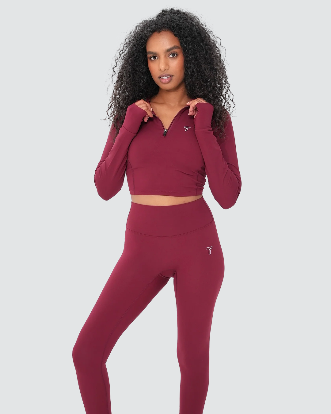 Half-Zip Long Sleeve Crop Top